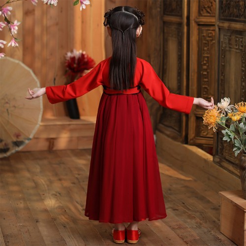 Girls chinese folk dance costumes hanfu fairy tang empress princess anime drama cosplay kimono dress for kids 